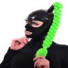 monbvxcerk Latex Hood Rubber Mask With Ponytail Tube Green Hair Cosplay Halloween (XS) view 2