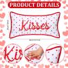 AceOrbit 2 Pcs Valentines Throw Pillows Embroidered Cushion Pillow Red Heart Stripe and Kisses Dot Petite Print Valentines Decoration for Home Bedroom Living Room Sofa Bed Chair Decor Galentines Gifts view 2