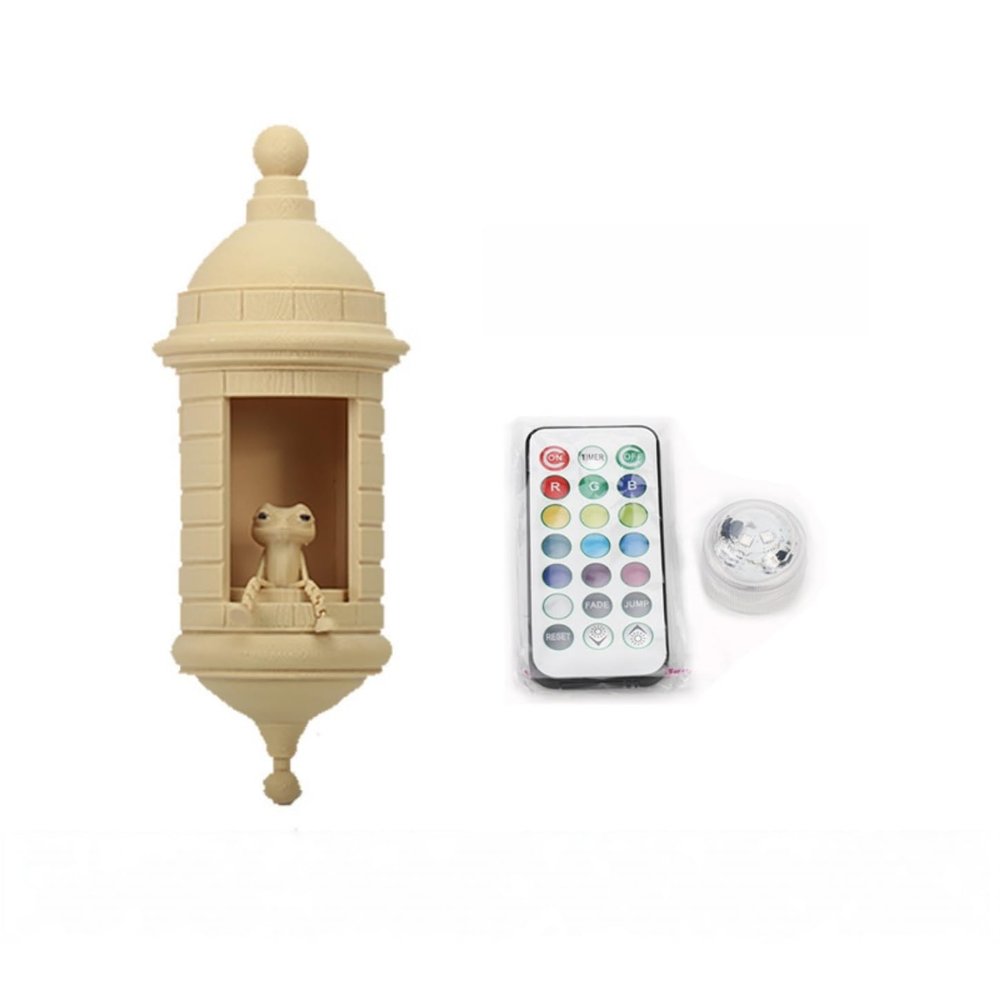 16 Adjustable Colors Puerto Rican Garita Wall Lamp with Coqui Design, Remote Control Garden Home Decor