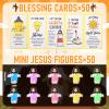 Barydat 100 Set Mini Christ Gifts Glow in the Dark Include Mini Jesus Figures Silicone Wristbands Blessing Cards for Christ Party Favors Sunday School Gifts Religious Toys to Hide and Seek view 2