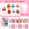 28 Pack Kids Valentines Cards with Bear Plush Toys Keychains Valentines Day Gifts for Kids Classroom School Valentines for Kid Class Gift Exchange Classroom Prizes Valentine Party Favors for Boy Girl view 2