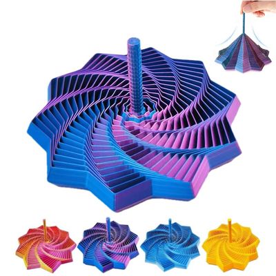 3D Printed Expanded Sensory Fidget Star, 3D Printed Hexagonal Decompression Sensory Rotating Spiral with Handle, for Relieving Stress, Irritability and Relaxation (Blue Purple, Small)