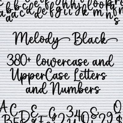 Black Letterboard Letters, Board NOT Included, Cursive Script Letterset for Felt Boards, 380+Pieces, Lowercase Script Letters, Pre-Cut