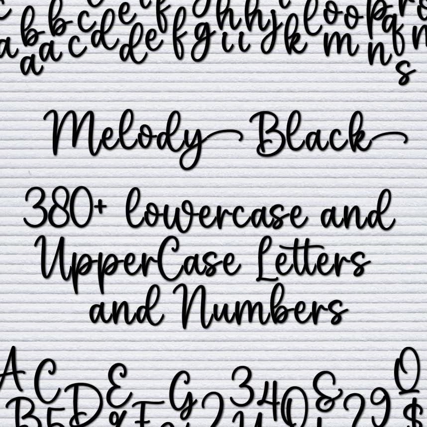 Black Letterboard Letters, Board NOT Included, Cursive Script Letterset for Felt Boards, 380+Pieces, Lowercase Script Letters, Pre-Cut