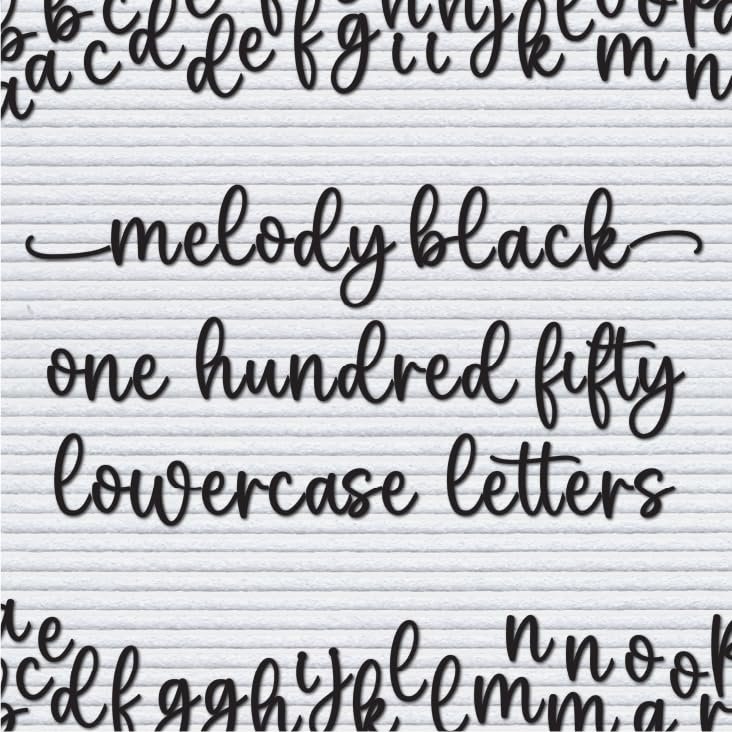 Black Cursive Letter Set for Felt Letterboards, 150+ Lowercase Script Letters, Pre-Cut, Board NOT Included