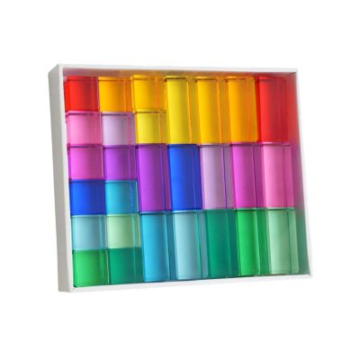 blloocod Rainbow Building Blocks Stacking Game Acrylic Cubes Educational Toy for Kids Ages 3-6 Hand Eye Coordination Preschool Learning