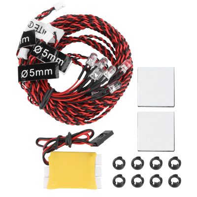 8Pcs RC LED Flash Kit, Night LED Lights for RC Airplane Aircraft, Simulation Flash with 8 LED Lights and Control Board, to Install for Electric Airplanes and Helicopters