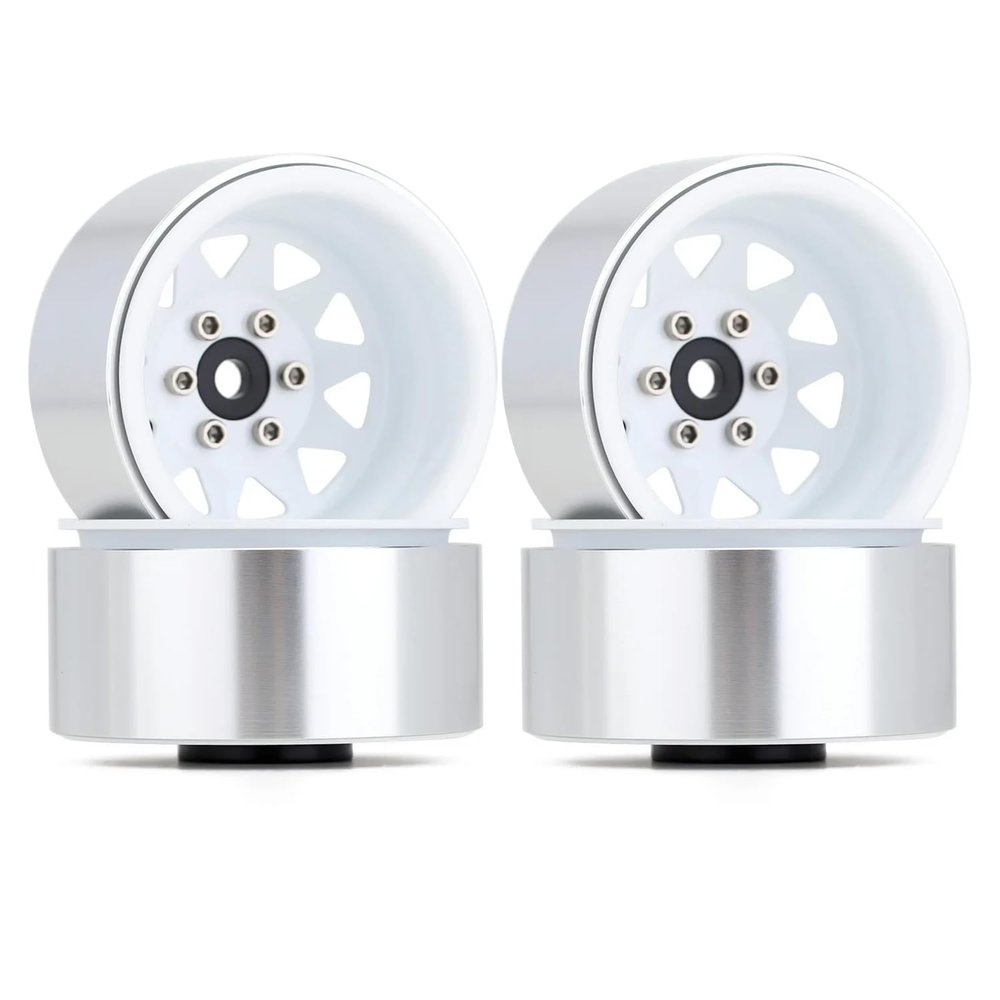 4PCS 1.9 Inch Aluminum Alloy Beadlock Wheels for 1/10 RC Crawler Car, 12mm Hex Rim Set High-Performance Metal Wheels (Black/Silver/Gray/White) (4PCS YQW-1940WH)