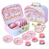 Fairy Toona Unicorn Tea Party Set for Little Girls Ages 3-6, 15-Piece Pretend Play Kitchen Toys with Teapot, Cups, Plates & Storage Case, Princess Gift Set view 1