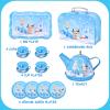 Fairy Toona Princess Tea Party Set for Little Girls Ages 3-6, 15-Piece Pretend Play Kitchen Toys with Teapot, Cups, Plates & Storage Case, Princess Gift Set view 2
