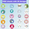 1000 Sheets Dental Stickers  20 Designs Cute Tooth Themed 1 Inch Round Rewards Stickers for Kids Dental Awards Party Craft Supplies for Dentists Schools Teachers Clinics Gifts view 2