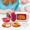 17 Pieces Kids Toys Pretend Play Microwave Oven Kitchen Playset Cooking Utensils for Kids Ages 3+, Red view 2
