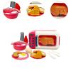 17 Pieces Kids Toys Pretend Play Microwave Oven Kitchen Playset Cooking Utensils for Kids Ages 3+, Red view 4