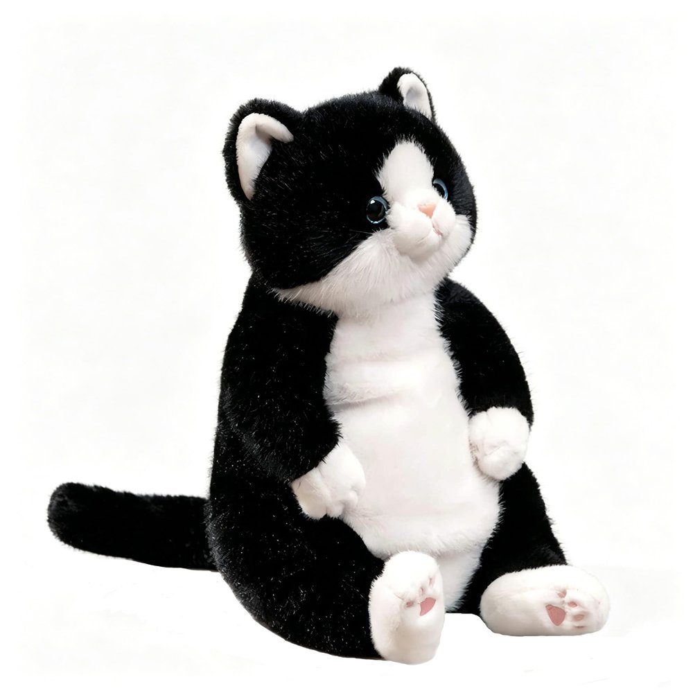 Karoeiwa Realistic Black Cat Plush 8.5 inch Small Size Cute Kitten Kitty Stuffed Animal Ultra Soft Plushies Toys Kawaii Gifts for Kids Adults
