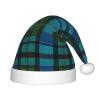 ZGHQHCDRH Blue And Green Scottish Tartan Print Christmas Hat For Kids Perfect For Family Photos, Xmas Party Decorations view 1