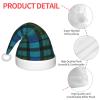 ZGHQHCDRH Blue And Green Scottish Tartan Print Christmas Hat For Kids Perfect For Family Photos, Xmas Party Decorations view 4