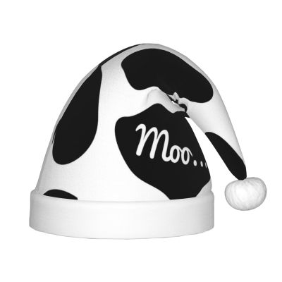 ZGHQHCDRH Black White Milk Cow Print Christmas Hat For Kids Perfect For Family Photos, Xmas Party Decorations