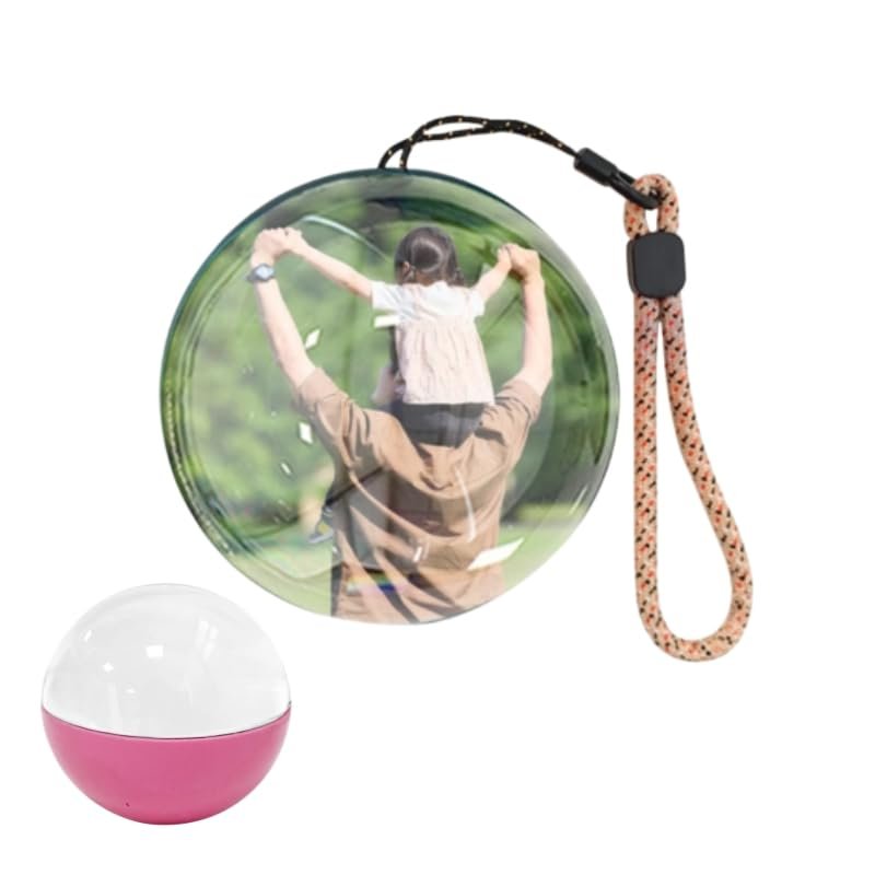 2.7" Custom Crystal Ball Video Player,Memory Sphere Ornament, Memory Orb Custom Video Sphere, Personalized Uploadable Videos & Photos, USB Rechargeable Crystal Ball Video Player(Pink)