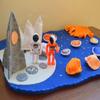 Space Felt Play Mat Small World Austronaut Rocket Waldorf Play Set Baby Boy Imaginative Play Kit Activity Toy Preschool Galaxy Spaceship Montessori Pretend Play Playset (Without 2 austronauts) view 3