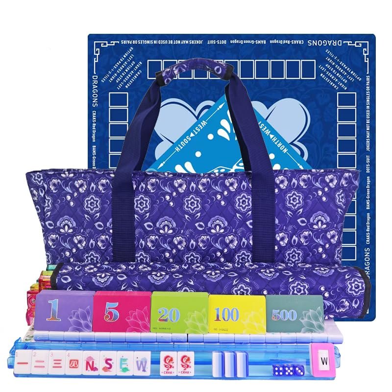 American Mahjong Game Set, Portable Carrying Bag,Acrylic 160 Tiles,Western Mahjong Tiles Set,Complete Ma Jong Set