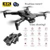 4k Drone (Equipped with dual cameras), Foldable Dron, small-scale Drone With Height Setting Function, Six-pass Gyroscope, Gesture Photo, Video Recording, Headless Mode, Emergency Stop, Trajectory Gravity Sensing, and Auto-photography for Adults and T view 3
