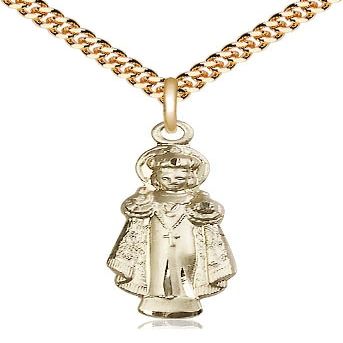 14kt Gold Filled Infant of Prague Pendant on a 20 inch Gold Plate Heavy Curb Chain.