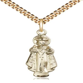 14kt Gold Filled Infant of Prague Pendant on a 20 inch Gold Plate Heavy Curb Chain.