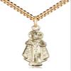 14kt Gold Filled Infant of Prague Pendant on a 20 inch Gold Plate Heavy Curb Chain. view 1