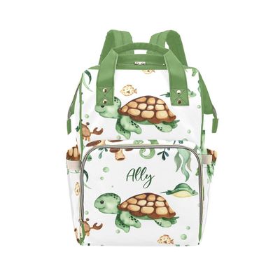 YallLocoMo Personalized Diaper Bag Backpack Gift Ocean Underwater Creature Sea Turtle Convenient and Durable: Waterproof Multi-Compartment Nappy Bag