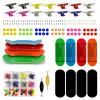 DisplayMore 162PCS Finger Skateboard DIY Set,- Includes Premium Multicolour Wooden Fingerboard Deck,Tape Prolific Foam Tape & Multicolour Wheels, The Classic - 34mm x 96mm - Pre-Drilled Holes Size view 1