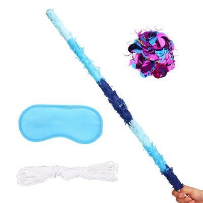 2pcs 76cm/29.92in Pinata Sticks, Include Blindfold, Rope and Confetti, Unbreakable Pinata Stick Accessories for Kids Adults Can Have Fun at Any Party (Blue)