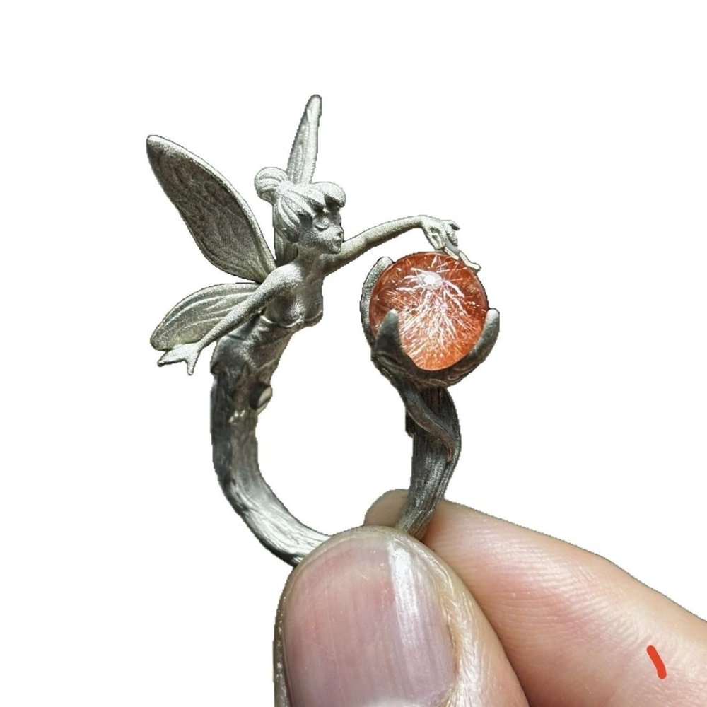 YIIABSLEP Retro elf ring with princess style design, radiating light, magic, angel, niche ring