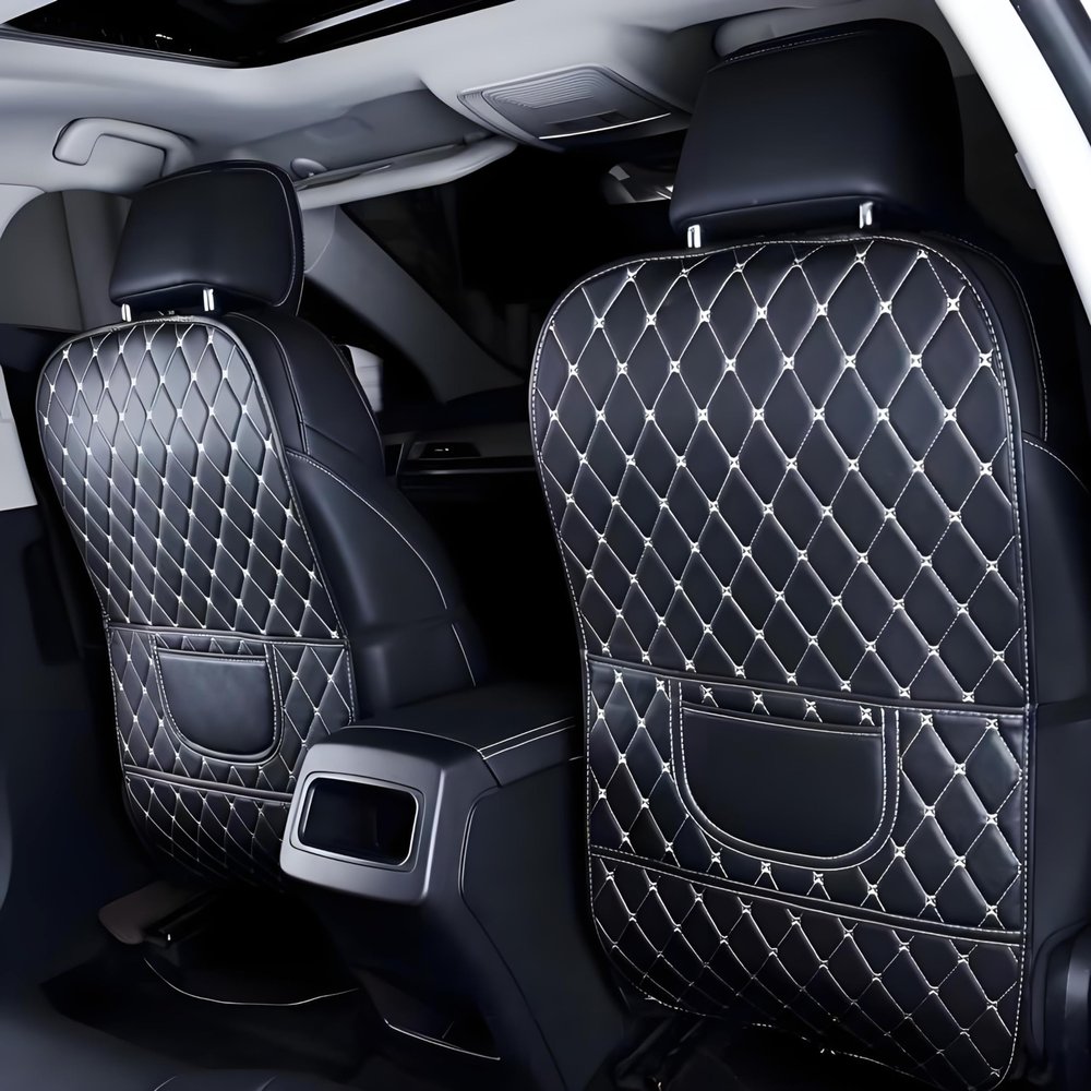 2pcs Car Seat Back Protectors for Jeep Grand Cherokee 2013-2015, Leather Backseat Kick Guard Seat Saver Seat Back Protector for Kids
