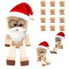 Christmas Shaking Wooden Man Figurine - Handmade Shak Feet Woodens Doll with Santa Hat,Charming Wooden Figure That Sways with 12PCS Magnetic Expressions,Car Dashboard Decor (Santa with beard, 1PCS) view 1