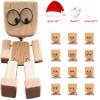 Christmas Shaking Wooden Man Figurine - Handmade Shak Feet Woodens Doll with Santa Hat,Charming Wooden Figure That Sways with 12PCS Magnetic Expressions,Car Dashboard Decor (Santa with beard, 1PCS) view 2