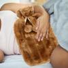 2L Hot Water Bottle Cover Soft Detachable Plush Insulation Cover Winter Hot Water Bottle Cover-Dark Brown view 3