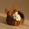 1:12 Scale Mini Rattan Dog Bed for Dollhouse Handmade Wicker Pet Bed, Cute Miniature Dog House Accessories for Doll House Decoration,Dollhouse Furniture Collection (Light) (Rattle Dark) view 1