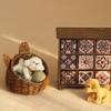 1:12 Scale Mini Rattan Dog Bed for Dollhouse Handmade Wicker Pet Bed, Cute Miniature Dog House Accessories for Doll House Decoration,Dollhouse Furniture Collection (Light) (Rattle Dark) view 3