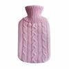 2L Hot Water Bottle Protective Cover, Removable Plush Knitted Hot Water Bottle Cover for Winter-Pink view 1