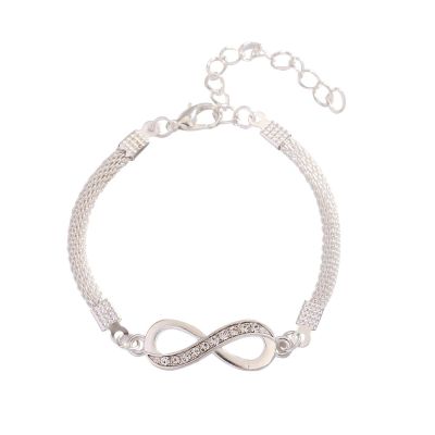 YIIABSLEP Fashion infinite symbol bracelet alloy jewelry 8-shaped diamond inlaid bracelet
