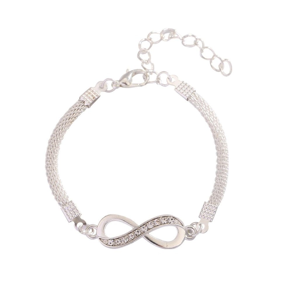 YIIABSLEP Fashion infinite symbol bracelet alloy jewelry 8-shaped diamond inlaid bracelet