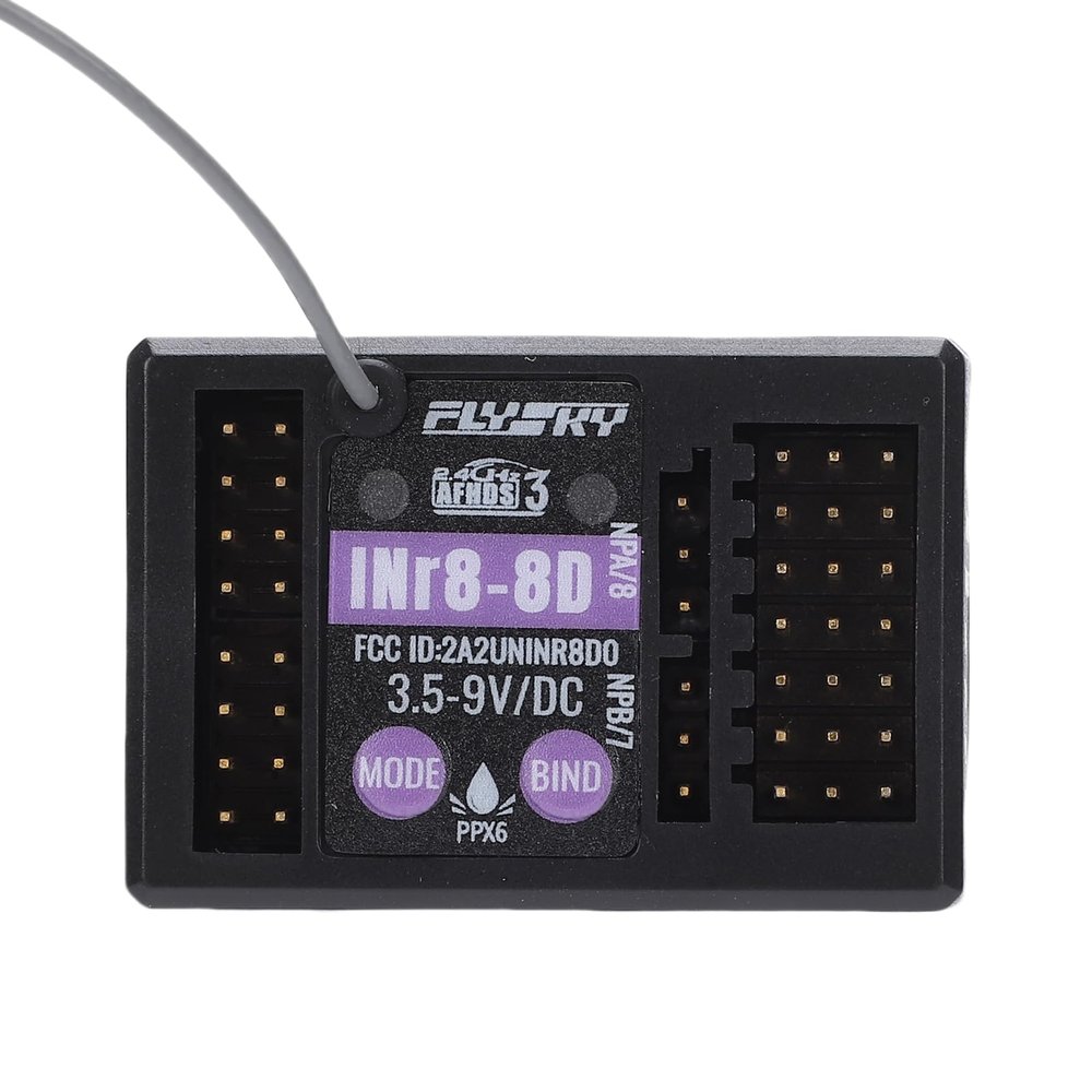 Flysky INr8-8D Receiver, 8 Channel 2.4GHz Receiver for RC Car Boat, Long Range Radio Control Receiver with PWM PPM IBUS SBUS Output