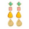 9.9 * 2.3cm Multi Layered Square Teardrop Shaped Women'S Bohemian Style Earrings,golden,9.9 * 2.3cm view 1