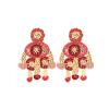 9 * 4.5cm Handmade Geometric Pendant For Women Bohemian Style Earrings,red,9 * 4.5cm view 1