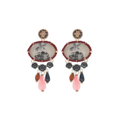 9.3 * 4.6cm Bird Alloy Flower Multi-Layer Droplet Shaped Pendant Bohemian Earrings,multicolored,9.3 * 4.6cm