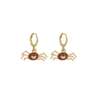 2.3 * 2.2cm Halloween Cartoon Insect Earrings Female,Brown,2.3 * 2.2cm