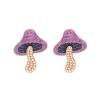 3.9 * 3cm Alloy Enamel Mushroom Retro Imitation Pearl Earrings,purple,3.9 * 3cm view 1