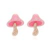 3.9 * 3cm Alloy Enamel Mushroom Retro Imitation Pearl Earrings,purple,3.9 * 3cm view 3