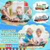 Hanaive 2 Sets Train Toys Small Pull Back Alloy Retro Steam Train Simulation Model Diecast Locomotive for Boys Girls Birthday Party Favor Back to School Classroom Teacher Reward Gifts(Blue,Green) view 4