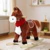 Bluethy Rocking Horse for Toddlers Ages 1-6, Plush Ride On Toy with Sounds Moving Mouth & Wagging Tail, Interactive Wooden Rocker for Kids, Baby Rocking Chair Toys up to 120kg (Dark Brown Small) view 1